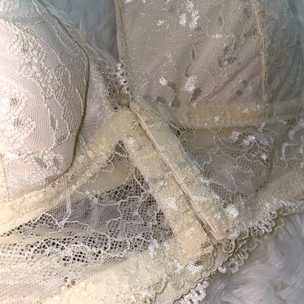 Cream front closure bralette